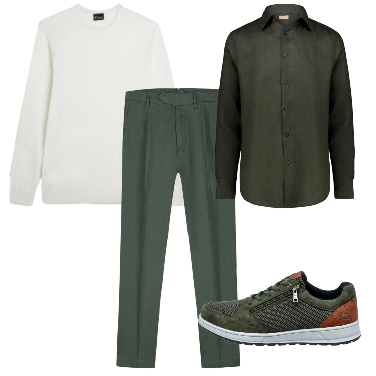 Outfit uomo - Le pinces verdi. Stile Casual per Tutti i giorni. Abbinamento con maglieria, scarpe stringate, pantaloni, camicie.