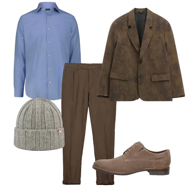 Outfit uomo - Sweet. Stile Casual per Tutti i giorni. Abbinamento con giacche, berretti, pantaloni, scarpe stringate, camicie.