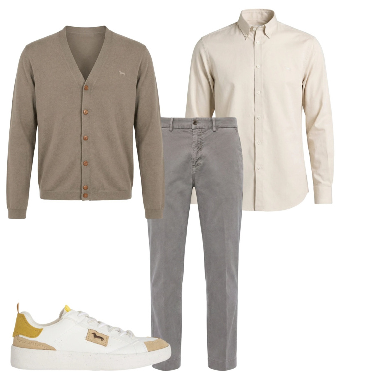 Outfit uomo - Easy way. Stile Casual per Tutti i giorni. Abbinamento con sneakers, camicie, pantaloni chino, cardigans.