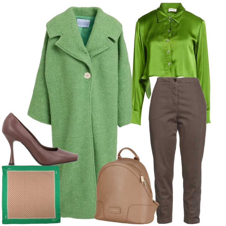 Outfit donna - Total look #2336241. Stile Trendy per Serata fuori. Abbinamento con zaini, cappotti, camicie, jeans slim fit, décolleté, sciarpe.