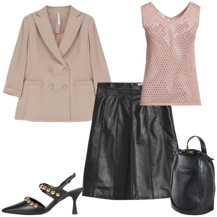 Outfit donna - Total look #2336253. Stile Glamour per Serata fuori. Abbinamento con gonne, décolleté, zaini, top, blazer.