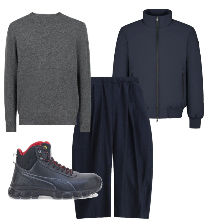 Outfit uomo - Fine settimana. Stile Casual per Tutti i giorni. Abbinamento con pantaloni, giacche, maglieria, stivali e stivaletti.
