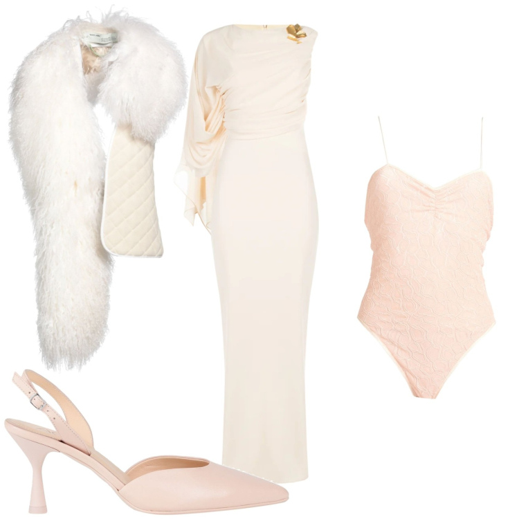 Outfit donna - Bianco speciale. Stile Chic per Cerimonia. Abbinamento con décolleté, cinture, body, vestiti lunghi.