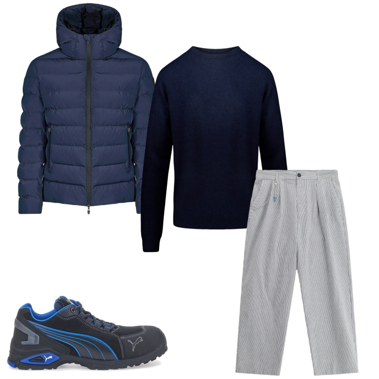 Outfit uomo - Total look #2336285. Stile Casual per Tutti i giorni. Abbinamento con pantaloni, bomber, maglieria, scarpe stringate.