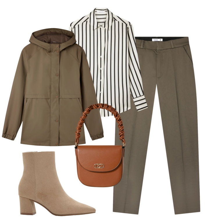 Outfit donna - In ufficio. Stile Minimal per Ufficio. Abbinamento con stivaletti, pantaloni chino, camicie, blazer, borse a mano.