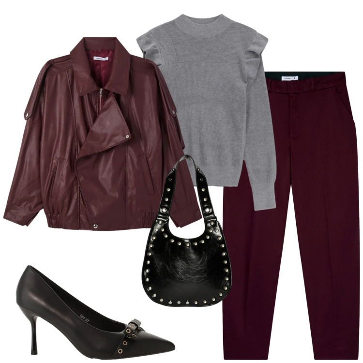 Outfit donna - City. Stile Urban per Tutti i giorni. Abbinamento con maglieria, décolleté, pantaloni chino, giacche, borse a spalla.