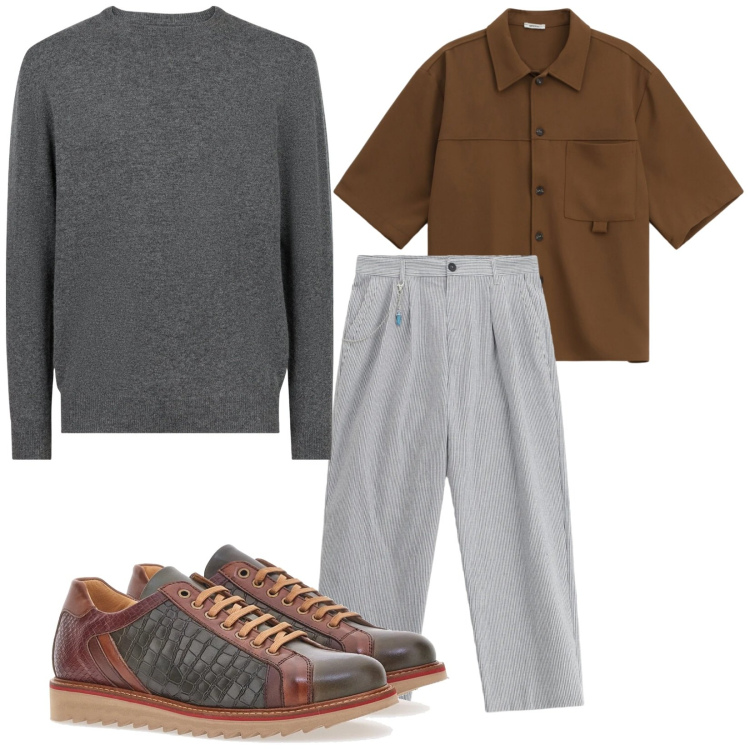 Outfit uomo - Total look #2336422. Stile Casual per Tutti i giorni. Abbinamento con pantaloni, camicie a manica corta, maglieria, scarpe stringate.