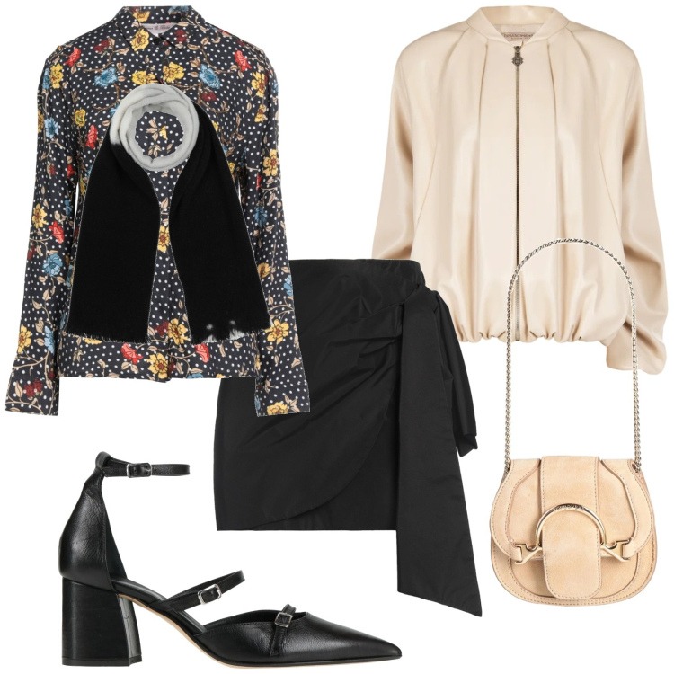 Outfit donna - Décolleté. Stile Chic per Serata fuori. Abbinamento con marsupi, sciarpe, décolleté, minigonne, camicie, bomber.