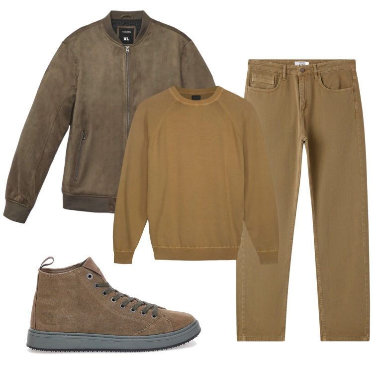 Outfit uomo - Total look #2336494. Stile Casual per Ufficio. Abbinamento con giacche, jeans dritti, maglieria, sneakers.