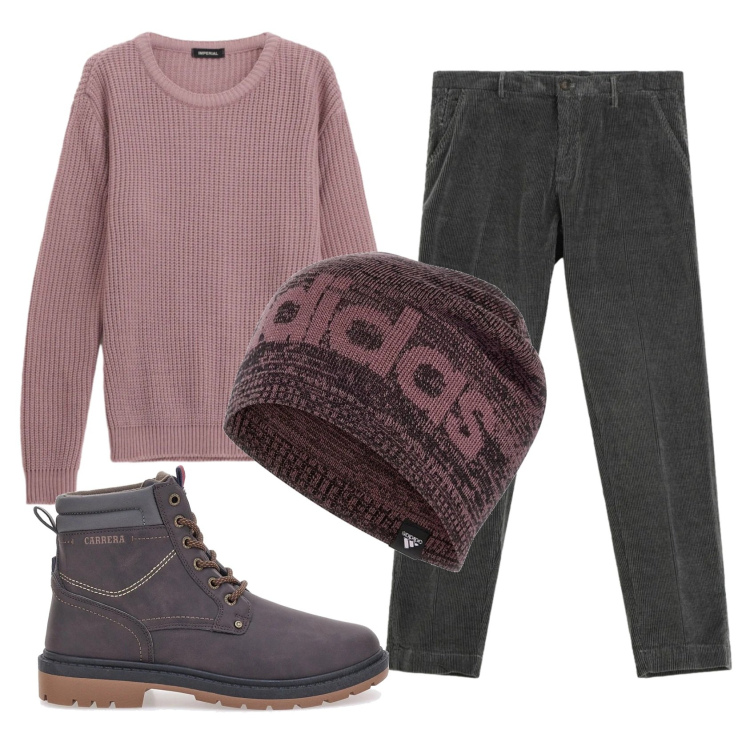 Outfit uomo - Total look #2336526. Stile Casual per Tutti i giorni. Abbinamento con pantaloni chino, pullovers, berretti, stivali e stivaletti.