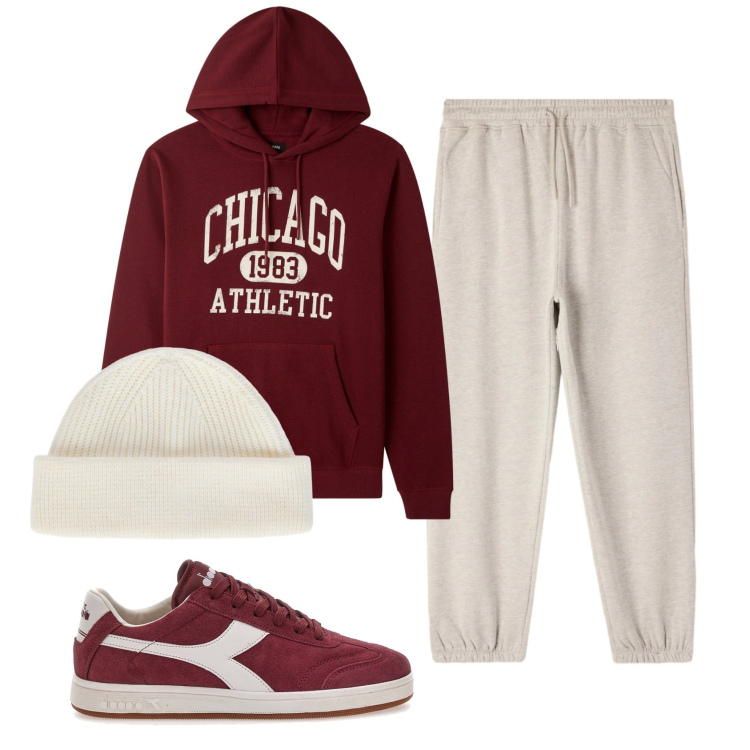 Outfit uomo - Total look #2336550. Stile Casual per Tutti i giorni. Abbinamento con felpe con cappuccio, pantaloni, sneakers, berretti.