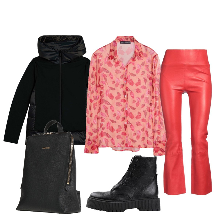 Outfit donna - Il rosso riscalda…. Stile Casual chic per Tutti i giorni. Abbinamento con stivaletti, camicie, leggings, zaini, piumini.