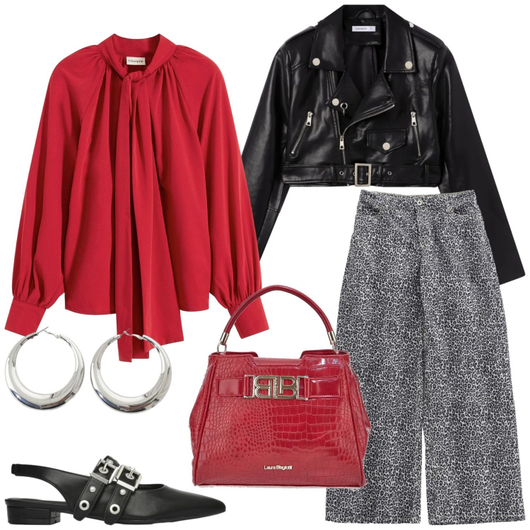 Outfit donna - Total look #2336589. Stile Chic per Serata fuori. Abbinamento con camicie, orecchini, giacche, ballerine, pantaloni, borse a mano.