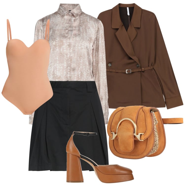 Outfit donna - San Valentino curvy mood - Focus Donna C. Stile Chic per Tutti i giorni. Abbinamento con marsupi, minigonne, camicie, décolleté, blazer, body.