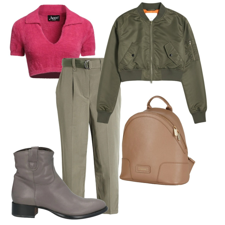 Outfit donna - Corto. Stile Bon Ton per Tutti i giorni. Abbinamento con stivaletti, zaini, pullovers, pantaloni, bomber.