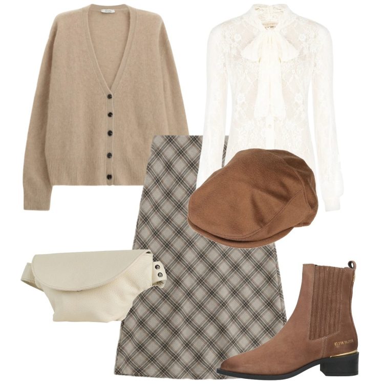 Outfit donna - La camicia vintage. Stile Vintage retrò per Ufficio. Abbinamento con cappelli, stivaletti chelsea, marsupi, cardigans, gonne longuette, camicie.