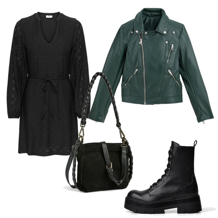 Outfit mujer - Urban look. Estilo Urban para Todos los días. Combinación con vestidos cortos, chaquetas, bandoleras, botines.