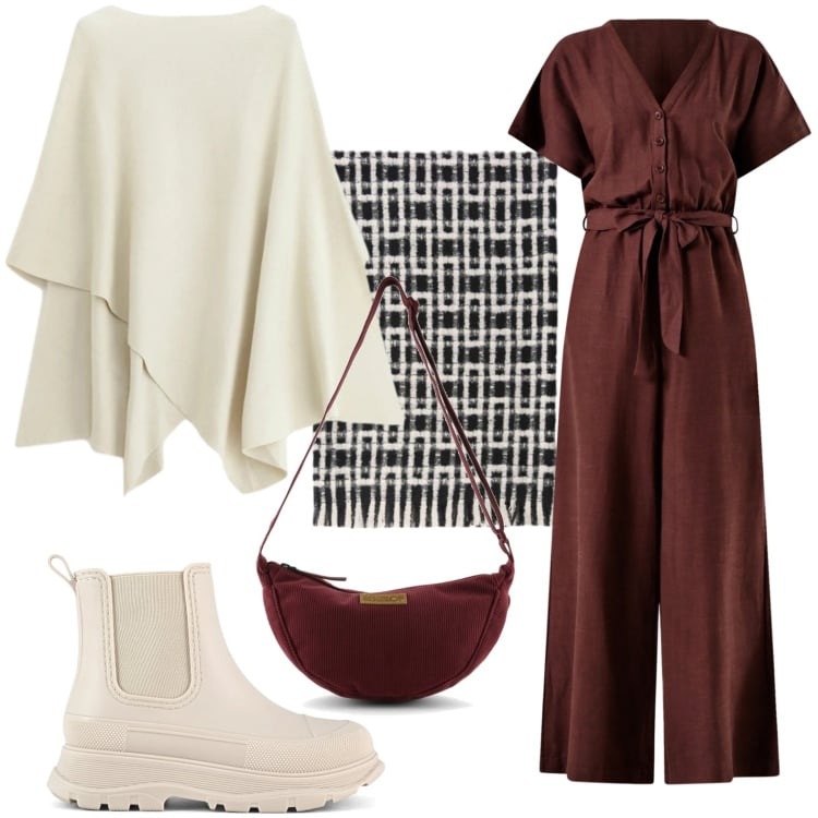 Outfit donna - Stile quotidiano. Stile Trendy per Tutti i giorni. Abbinamento con sciarpe, maglieria, tute, stivali, borse a tracolla.