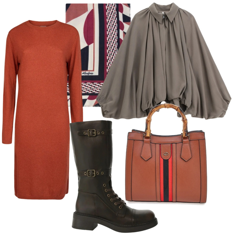 Outfit donna - Il bomber morbido. Stile Minimal per Tutti i giorni. Abbinamento con stivali, bomber, foulard, vestiti midi/longuette, borse a tracolla.