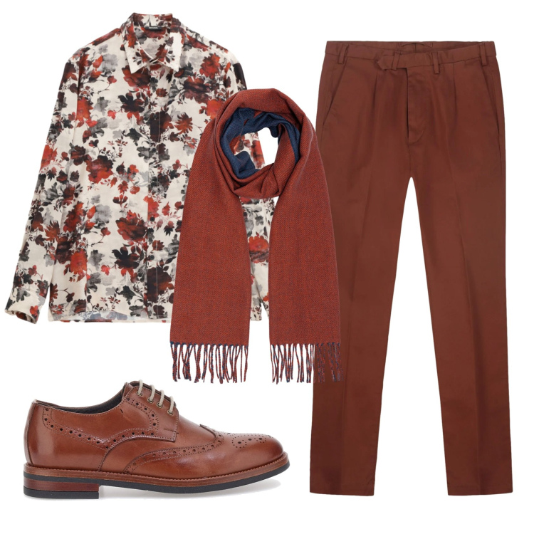 Outfit uomo - Total look #2336819. Stile Trendy per Tutti i giorni. Abbinamento con camicie, pantaloni, sciarpe, scarpe stringate.