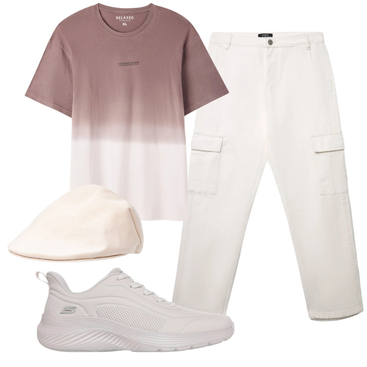 Outfit uomo - Total look #2336823. Stile Casual per Tutti i giorni. Abbinamento con pantaloni cargo, t-shirt, sneakers, cappelli e berretti.