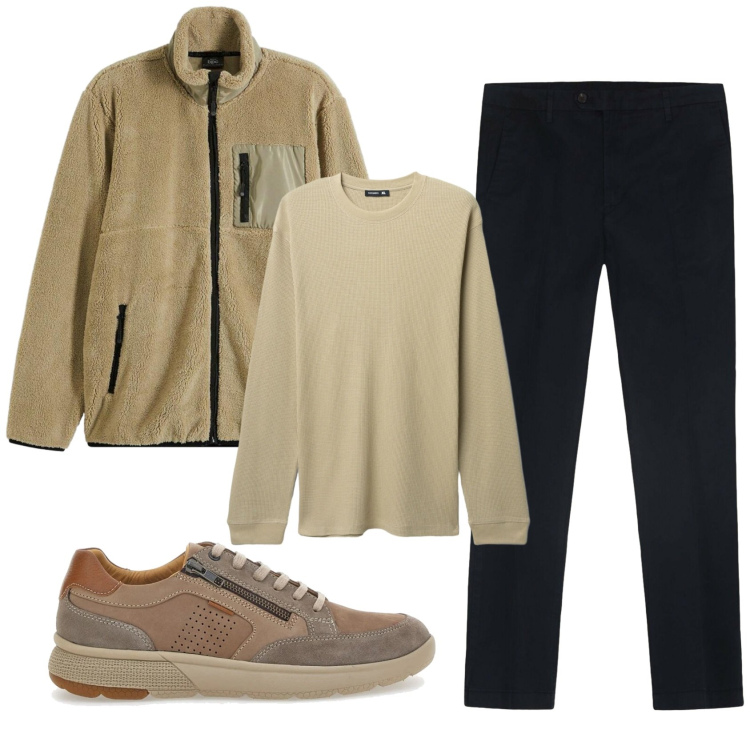 Outfit uomo - Total look #2336826. Stile Casual per Tutti i giorni. Abbinamento con giacche sportive, maglieria, scarpe stringate, pantaloni.