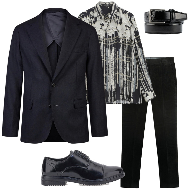 Outfit uomo - L\' Appuntamento. Stile Business/Elegante per Serata speciale. Abbinamento con camicie, scarpe stringate, giacche, cinture, pantaloni.