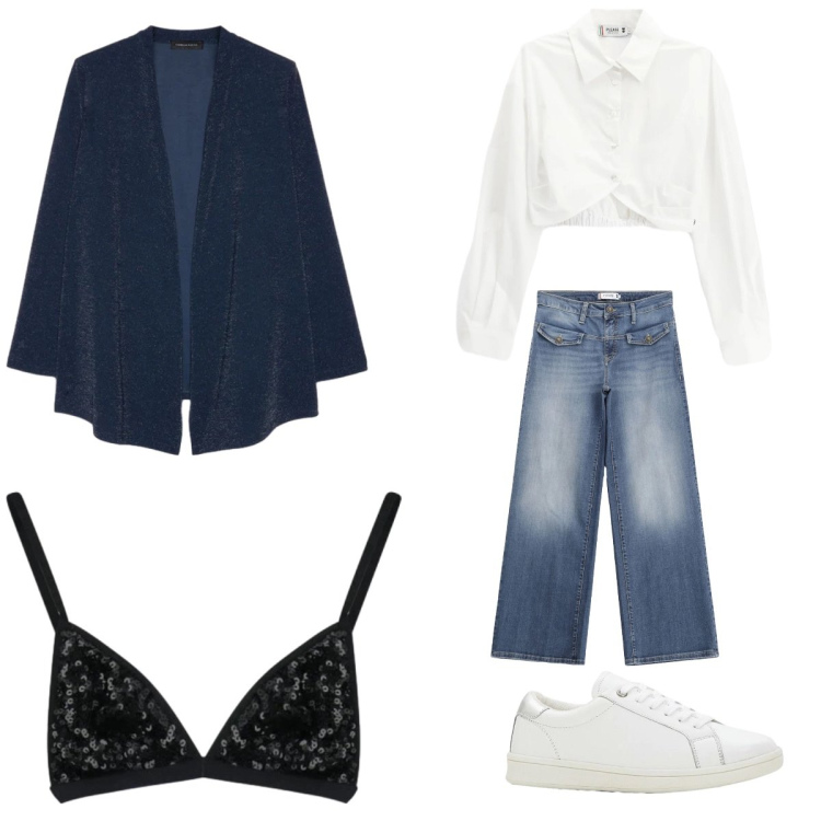 Outfit donna - Carina ma comoda. Stile Sporty chic per Serata fuori. Abbinamento con top, cardigans, jeans, camicie, sneakers.