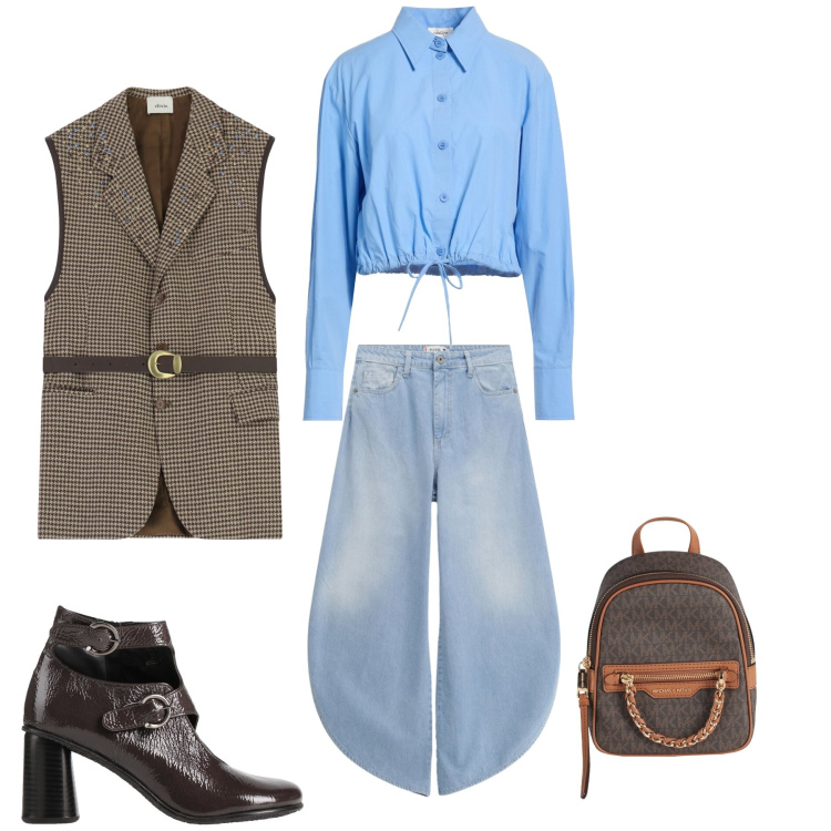 Outfit donna - Urban Folk. Stile Casual chic per Tutti i giorni. Abbinamento con stivaletti, zaini, camicie, gilet, jeans.
