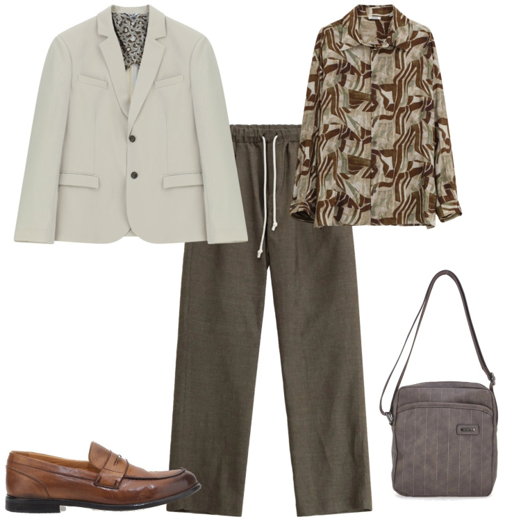 Outfit uomo - Trendy ufficio week end. Stile Trendy per Tutti i giorni. Abbinamento con pantaloni, giacche, camicie, portafogli, scarpe stringate.