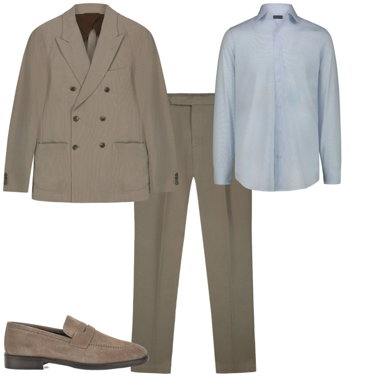 Outfit uomo - Eleganza business week end. Stile Business/Elegante per Ufficio. Abbinamento con giacche, camicie, scarpe stringate, pantaloni.