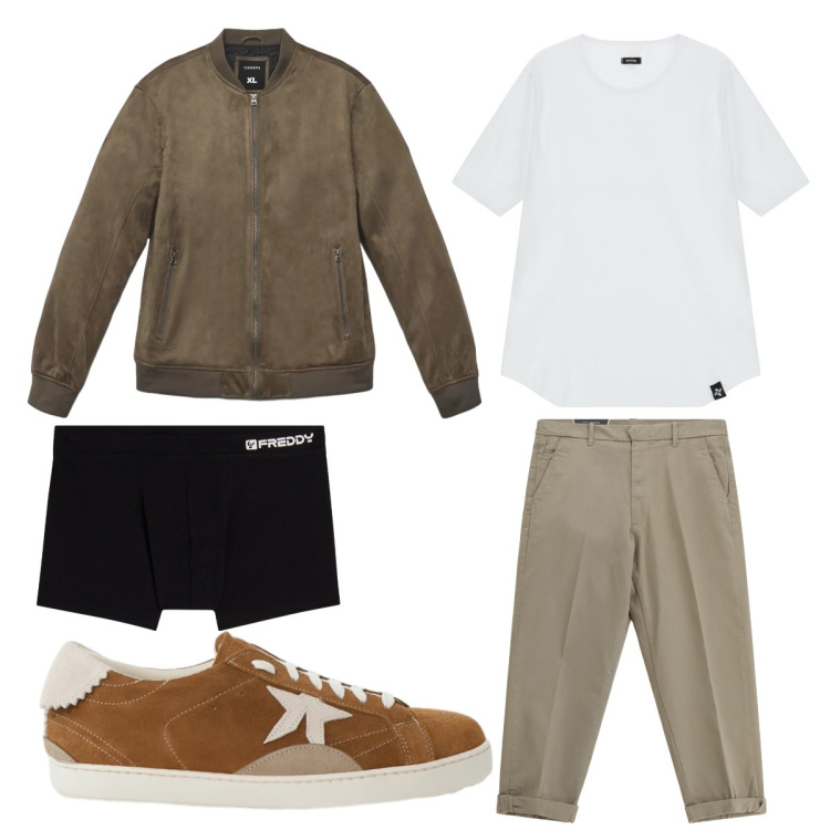 Outfit uomo - Stiloso. Stile Urban per Tutti i giorni. Abbinamento con t-shirt, pantaloni chino, sneakers, giacche, boxer.