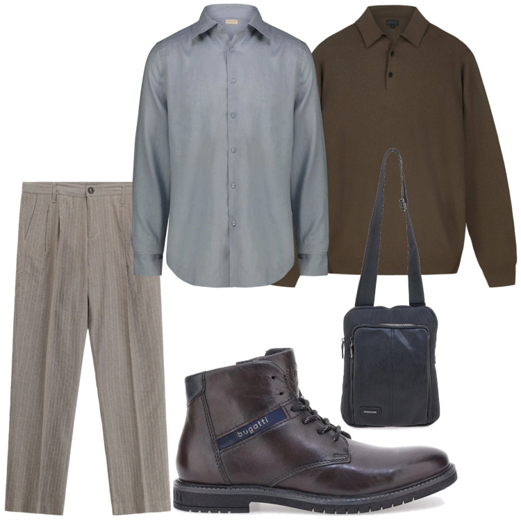 Outfit uomo - La camicia senza tempo. Stile Casual per Ufficio. Abbinamento con pantaloni, stivali e stivaletti, portafogli, camicie, maglieria.