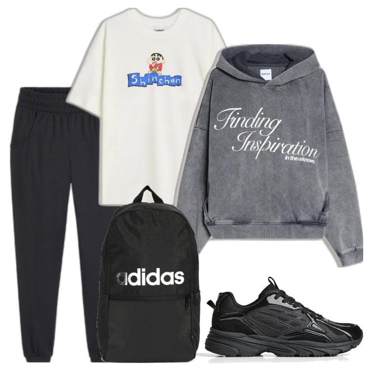 Outfit mujer - Deportes. Estilo Casual para Deporte. Combinación con sneakers, pantalones, sudaderas con capucha, camiseta, mochilas.