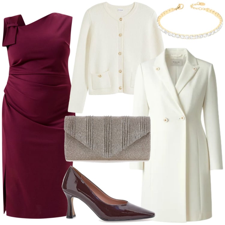 Outfit donna - Total look #2337428. Stile Chic per Serata fuori. Abbinamento con cardigans, vestiti a tubino, cappotti, braccialetti, décolleté, clutch.