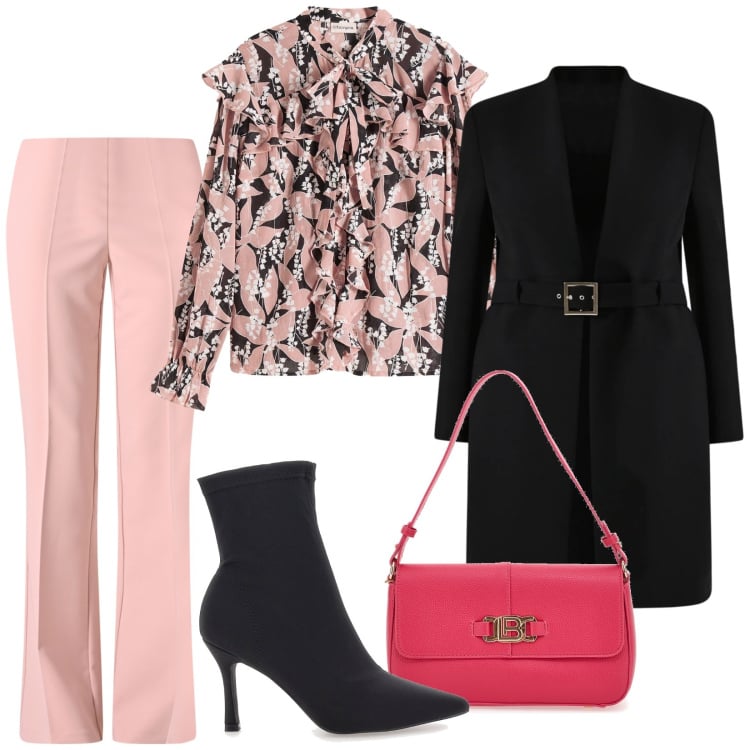 Outfit donna - Total look #2337460. Stile Romantica per Serata fuori. Abbinamento con camicie, pantaloni, trench, stivaletti, borse a spalla.