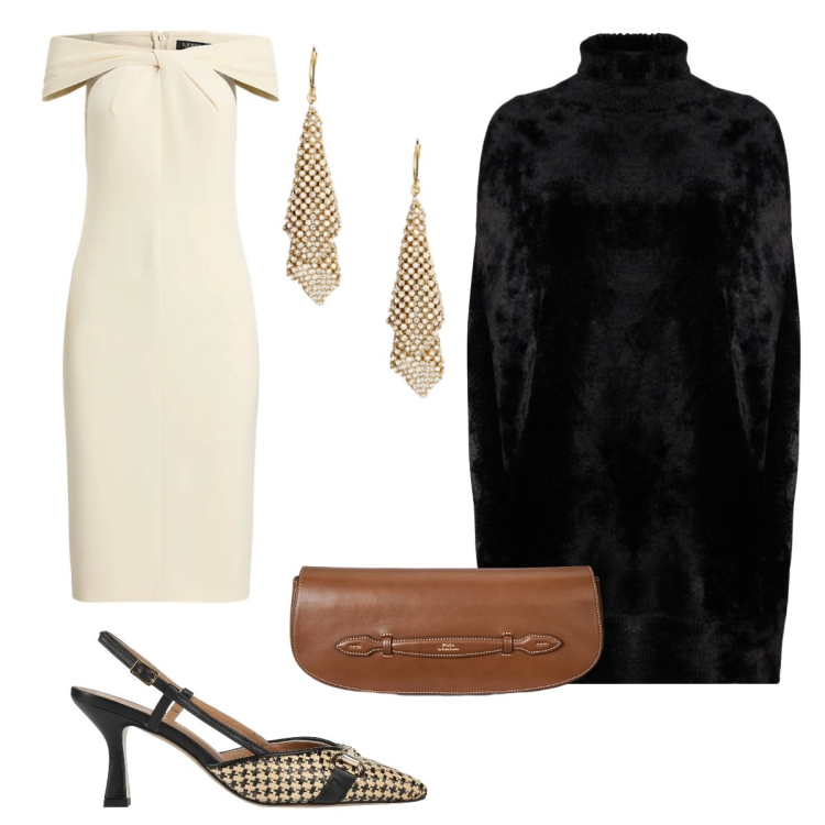 Outfit donna - Tacchi chic curvy. Stile Chic per Serata fuori. Abbinamento con cappotti, décolleté, vestiti, clutch, orecchini.