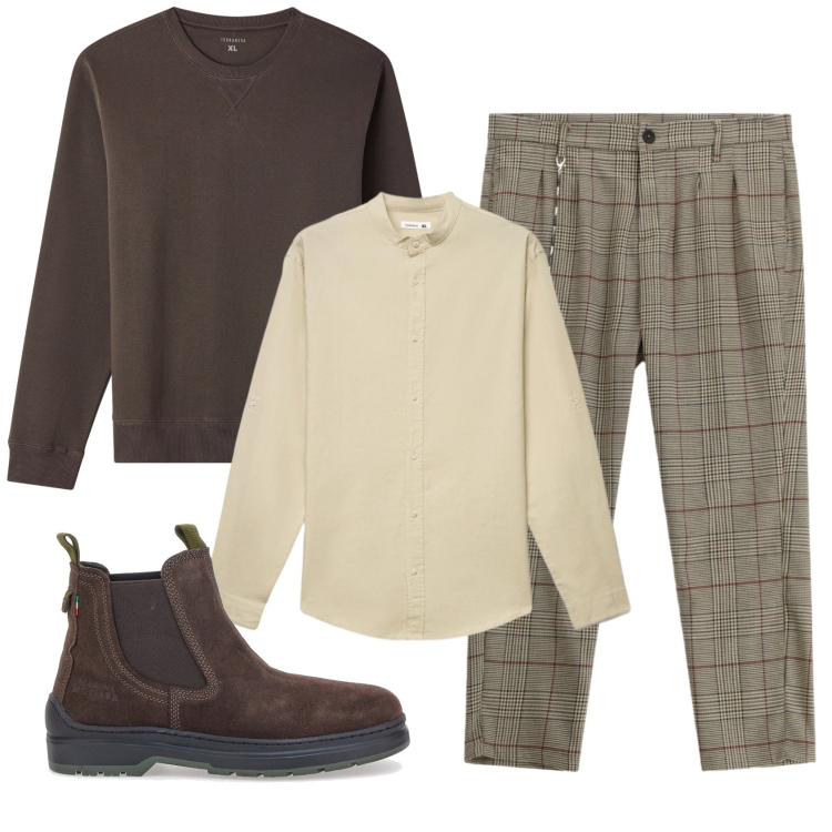 Outfit uomo - Total look #2337542. Stile Business/Elegante per Ufficio. Abbinamento con felpe, camicie, pantaloni, stivali e stivaletti.