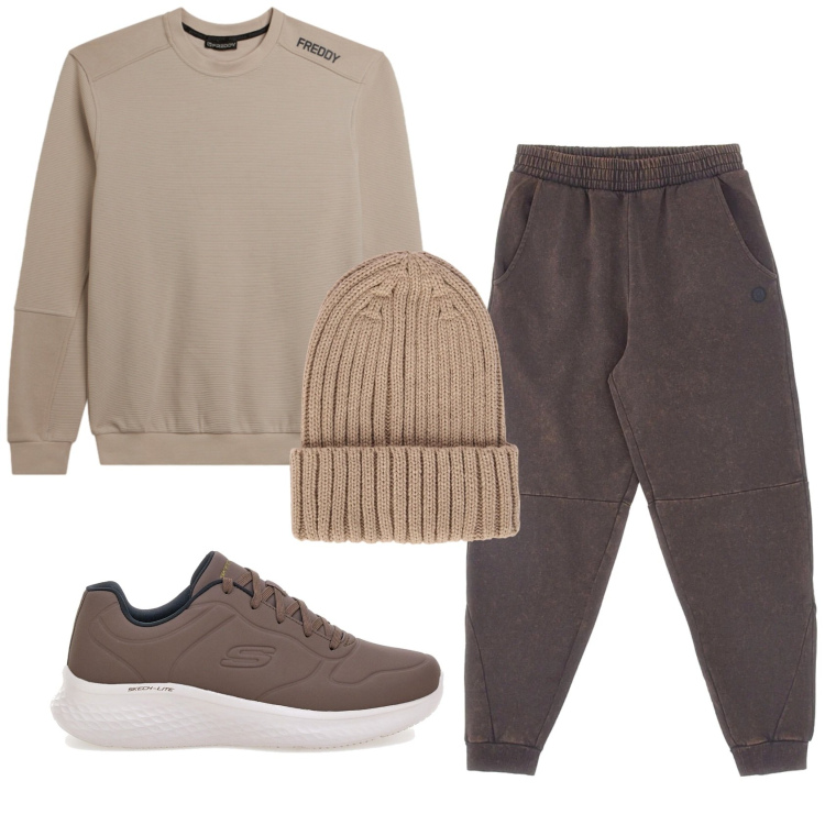 Outfit uomo - Total look #2337545. Stile Casual per Sport. Abbinamento con felpe, berretti, pantaloni, sneakers.