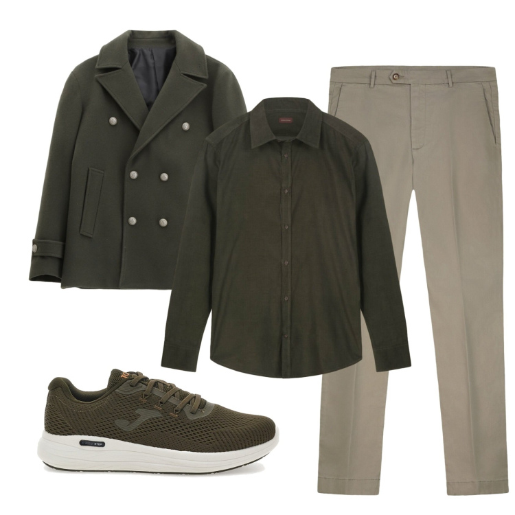 Outfit uomo - Total look #2337551. Stile Casual per Ufficio. Abbinamento con cappotti, sneakers, camicie, pantaloni chino.