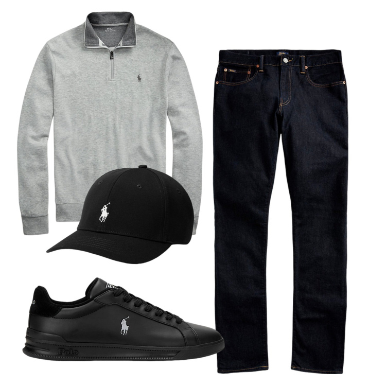 Outfit uomo - Total look #2337559. Stile Casual per Ufficio. Abbinamento con jeans, cappelli, sneakers, pullovers.