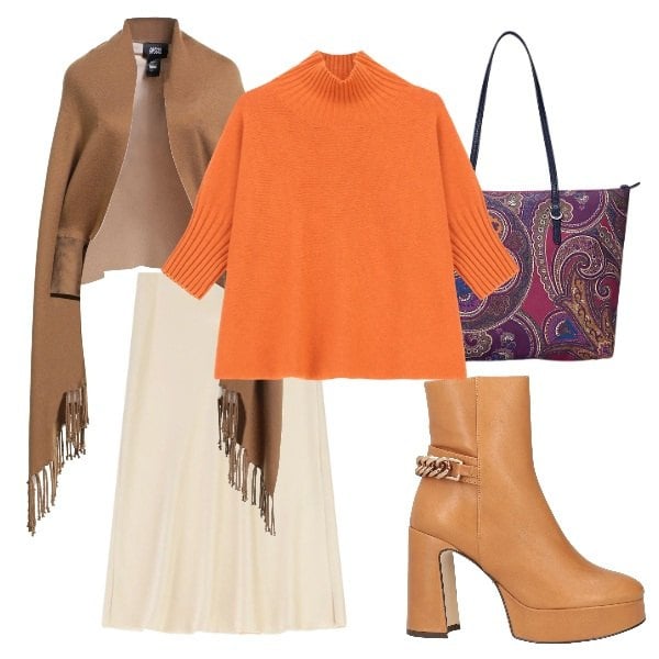 Outfit donna - Vintage retro’ bon ton. Stile Vintage retrò per Tutti i giorni. Abbinamento con cappe, stivaletti, maglieria, borse tote, gonne longuette.