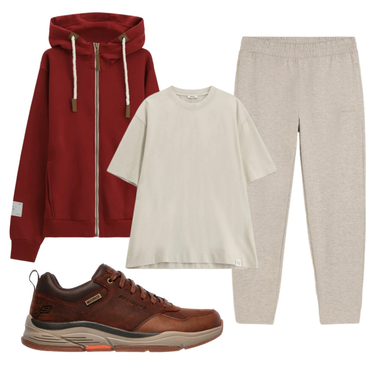 Outfit uomo - Total look #2337569. Stile Casual per Sport. Abbinamento con felpe con cappuccio, t-shirt, pantaloni, sneakers.