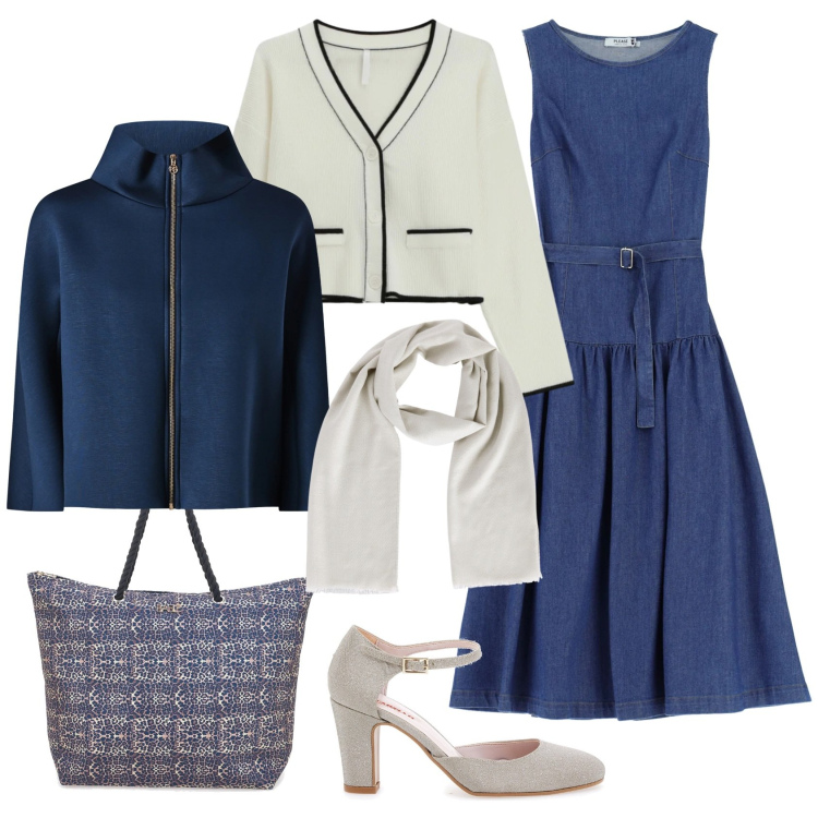 Outfit donna - Total look #2337601. Stile Bon Ton per Cerimonia. Abbinamento con foulard, cardigans, vestiti lunghi, cappe, décolleté, shopping bag.