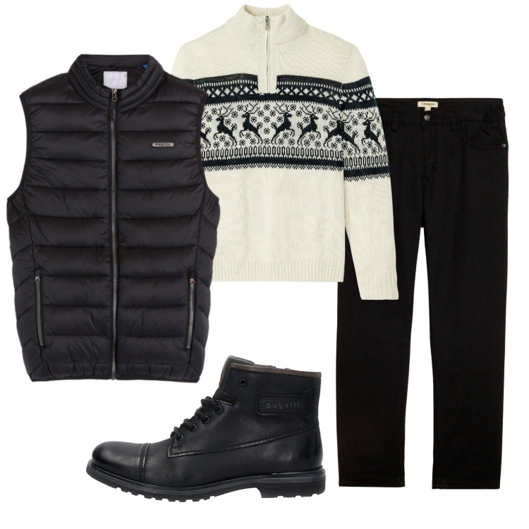 Outfit uomo - Total look #2337602. Stile Casual per Tutti i giorni. Abbinamento con maglieria, pantaloni, piumini, anfibi.