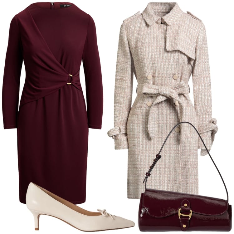 Outfit donna - Total look #2337622. Stile Chic per Ufficio. Abbinamento con cappotti, vestiti, borse a spalla, décolleté.