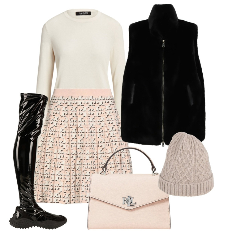 Outfit donna - Bon ton a pieghe. Stile Bon Ton per Tutti i giorni. Abbinamento con cappelli, stivali, minigonne, gilet, maglieria, borse a mano.