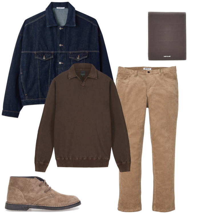 Outfit uomo - Urban Country Heritage. Stile Urban per Tutti i giorni. Abbinamento con pantaloni, cappotti, portafogli, stivali e stivaletti, maglieria.