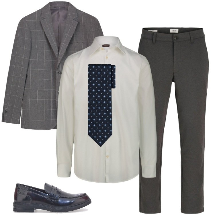 Outfit uomo - Total look #2337722. Stile Business/Elegante per Ufficio. Abbinamento con pantaloni chino, camicie, scarpe stringate, cravatte, giacche.