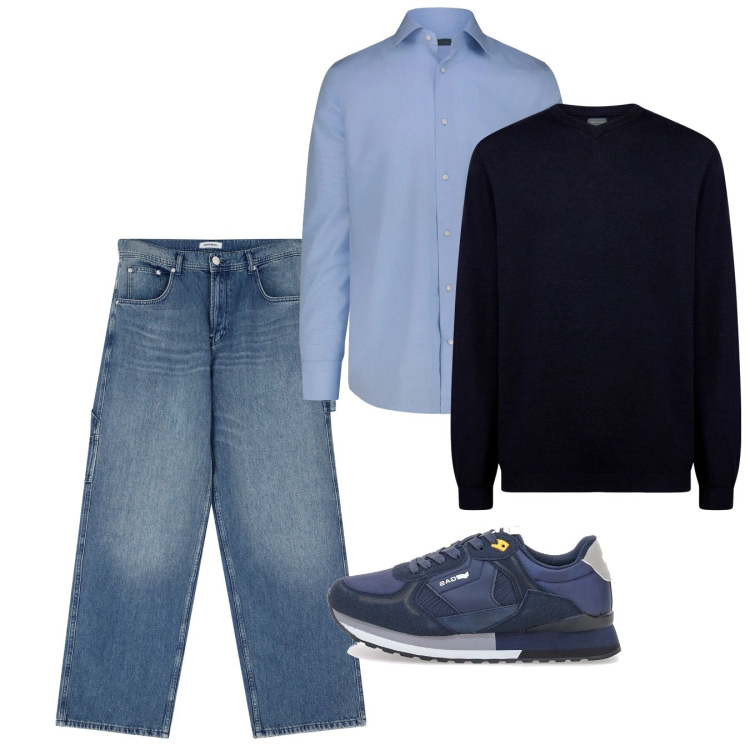 Outfit uomo - Febbraio. Stile Casual per Tutti i giorni. Abbinamento con jeans, maglieria, camicie, sneakers.